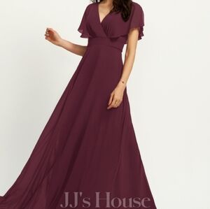 JJ's House Cabernet Bridesmaid Dress Chiffon A line V neck maxi size 10